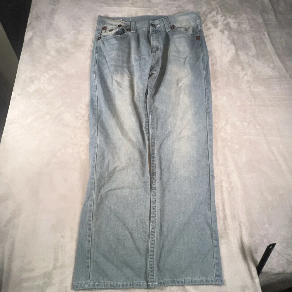 True Religion Billy Super T Baggy Grunge Y2k Denim Blue‎ Jeans 38x33 Made In USA